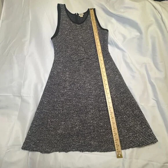 J.Crew Dress Tweed Fabric Sleeveless Design Flared Skirt A-Line Black/White W 4 - Picture 6 of 10